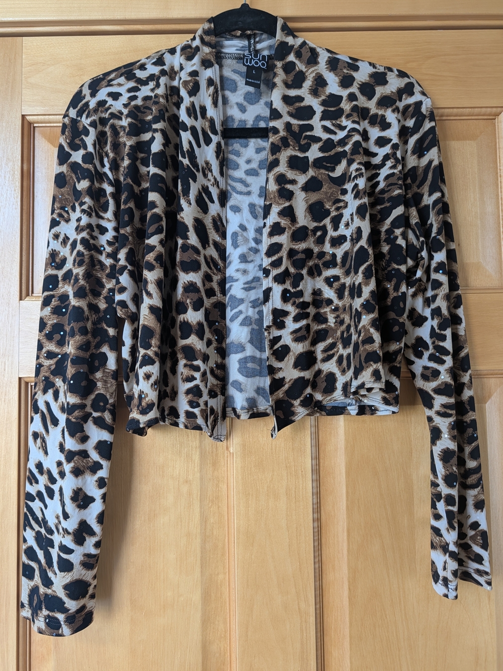 Clara Sun Woo Leopard Print Cropped Open-Front Cardigan - Brown & Black
